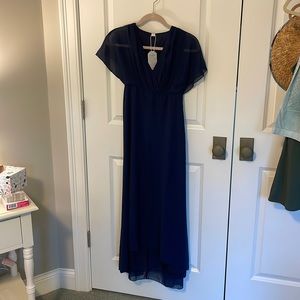 Blue Chiffon Dress with Cap Sleeves